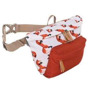White & Rust Fox Print Waist Bag